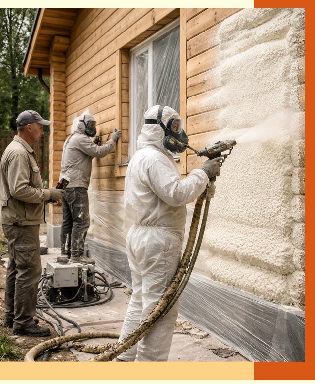 Утепление дома из бруса ППУ в Нижнекамске от 3904 руб/м2 под ключ | ТепломастерНжм